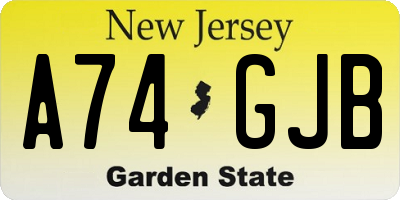 NJ license plate A74GJB