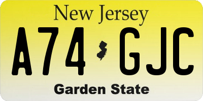 NJ license plate A74GJC