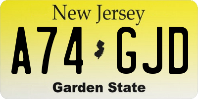 NJ license plate A74GJD