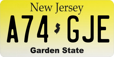 NJ license plate A74GJE