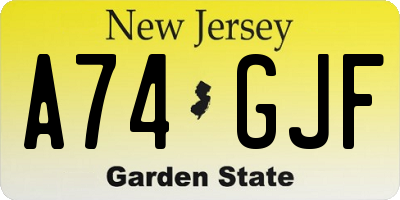 NJ license plate A74GJF