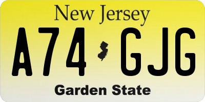 NJ license plate A74GJG