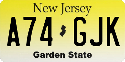 NJ license plate A74GJK