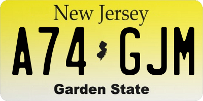 NJ license plate A74GJM