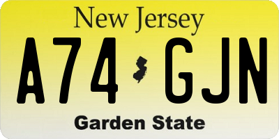 NJ license plate A74GJN