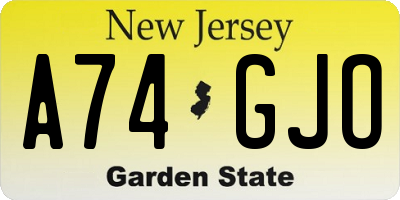 NJ license plate A74GJO