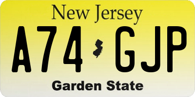 NJ license plate A74GJP