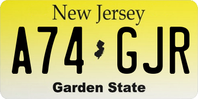 NJ license plate A74GJR