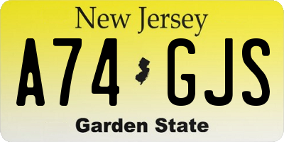 NJ license plate A74GJS