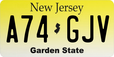 NJ license plate A74GJV