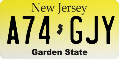 NJ license plate A74GJY