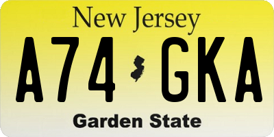 NJ license plate A74GKA