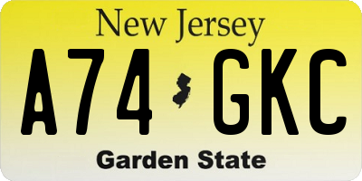 NJ license plate A74GKC