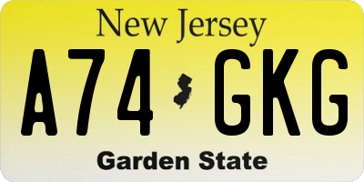 NJ license plate A74GKG