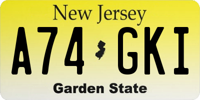 NJ license plate A74GKI