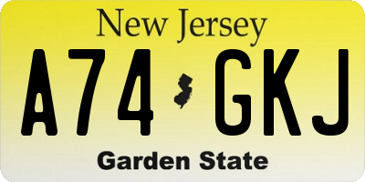NJ license plate A74GKJ