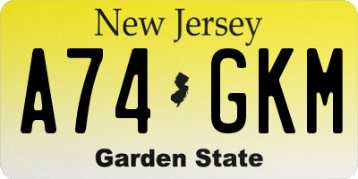 NJ license plate A74GKM
