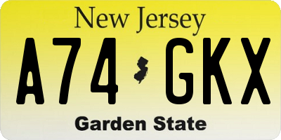 NJ license plate A74GKX