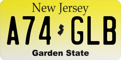 NJ license plate A74GLB