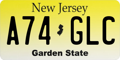 NJ license plate A74GLC