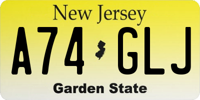 NJ license plate A74GLJ