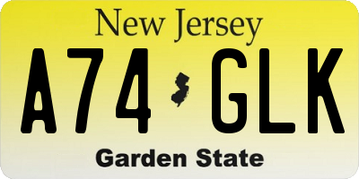 NJ license plate A74GLK
