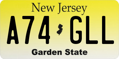 NJ license plate A74GLL