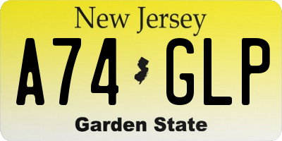 NJ license plate A74GLP