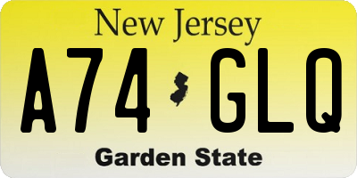 NJ license plate A74GLQ