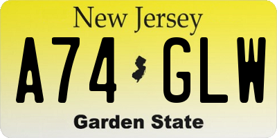 NJ license plate A74GLW