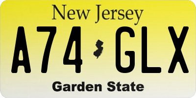 NJ license plate A74GLX