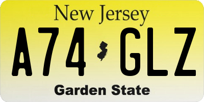 NJ license plate A74GLZ