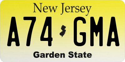 NJ license plate A74GMA