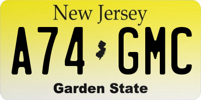 NJ license plate A74GMC
