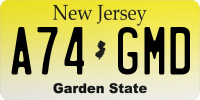 NJ license plate A74GMD