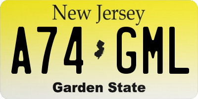 NJ license plate A74GML