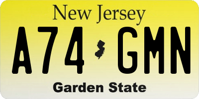 NJ license plate A74GMN