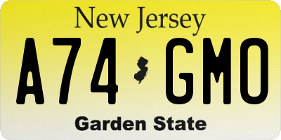 NJ license plate A74GMO