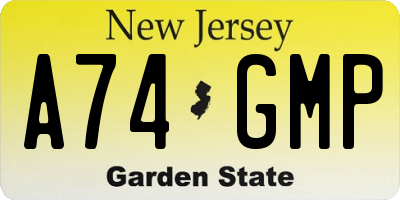 NJ license plate A74GMP