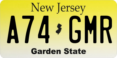 NJ license plate A74GMR