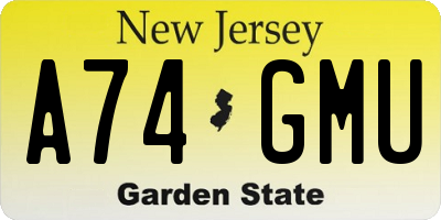 NJ license plate A74GMU