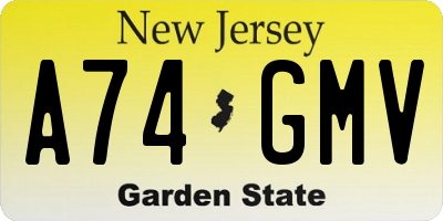 NJ license plate A74GMV