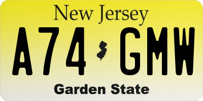 NJ license plate A74GMW