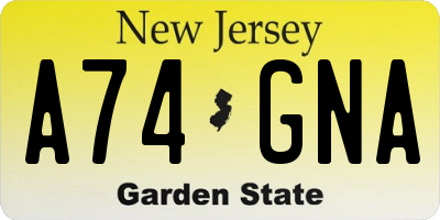 NJ license plate A74GNA