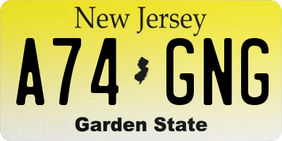 NJ license plate A74GNG