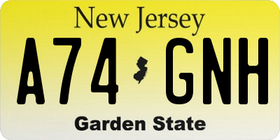 NJ license plate A74GNH