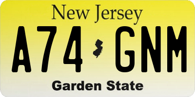 NJ license plate A74GNM