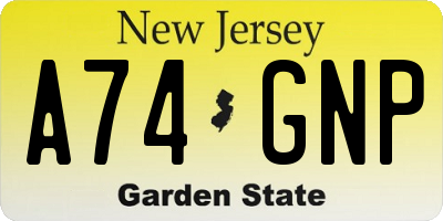 NJ license plate A74GNP