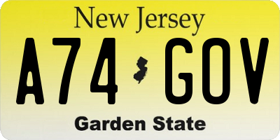 NJ license plate A74GOV