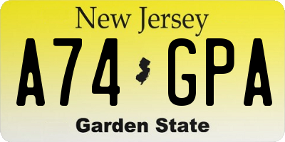 NJ license plate A74GPA